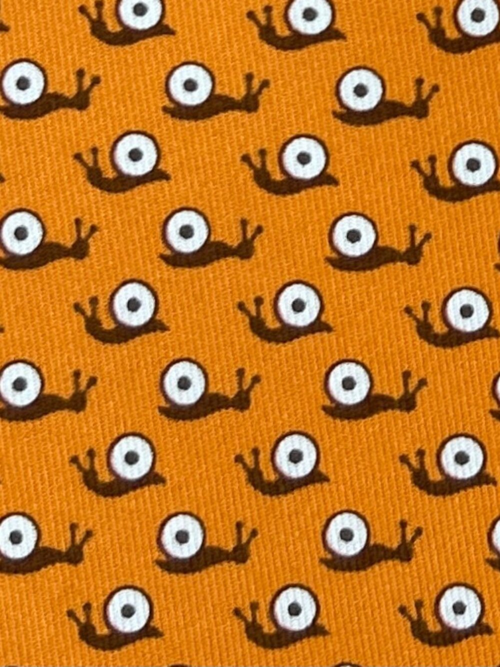 FUN REAL HERMES TIE - ORANGE w FUN SNAILS SNAIL FAMILY PLAYING XL